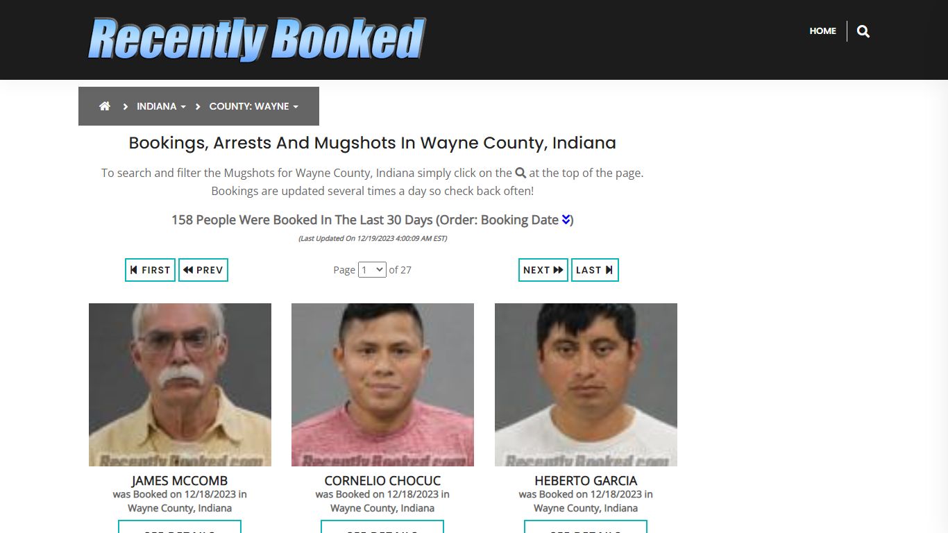 Recent bookings, Arrests, Mugshots in Wayne County, Indiana